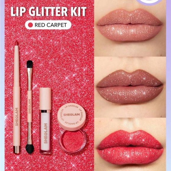 SHEGLAM Lip Dazzler Glitter Kit-Red Carpet Long-Lasting Glitter Lip Gloss - Picture 7 of 15
